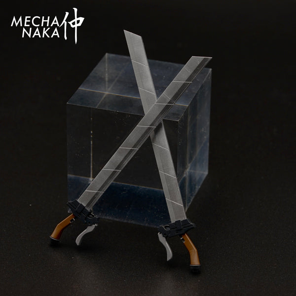 MechaNaka's Gunpla weapon - Attack on Titan Ultrahard Steel: Miniature twin blades, inspired by the swords from Attack on Titan.