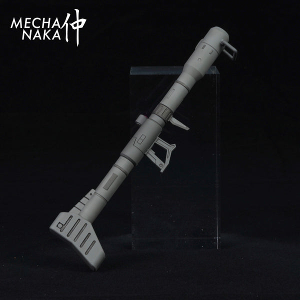 MechaNaka's Gunpla weapon - A miniature bazooka modeled after those used by Dom type mobile suits. Features rotatable aiming scopes, trigger hand grip, and supporting hand grip. Especially suitable to add to your Zeon type Gunpla!
