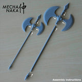 MechaNaka's Gunpla weapon - A miniature asymetrical double sided axe. Assembly instructions.