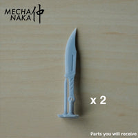 MechaNaka's Gunpla weapon - Miniature daggers designed for close-quarters combat.