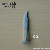 MechaNaka's Gunpla weapon - Miniature daggers designed for close-quarters combat.