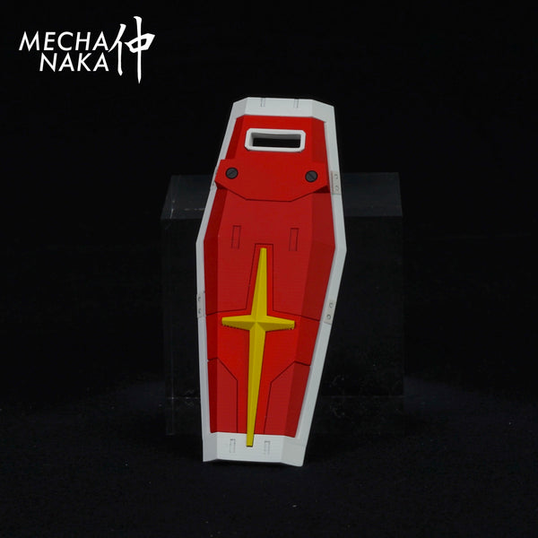 MechaNaka's Gunpla weapon - A miniature shield modeled after those used by Gundam and GM type mobile suits. Features a forearm connecting pin (diameter: 3mm for HG / 4.5mm for MG), a rotatable hand grip, and a slidable shield-to-arm connector. Especially suitable to add to your E.F.S.F type Gunpla!