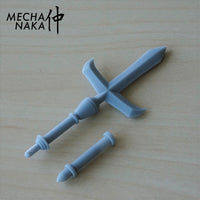 MechaNaka's Gunpla weapon - A miniature jumonji yari / jumonji spear. A jumonji yari is a traditional Japanese cross-shaped spear. It became a very iconic weapon used by Sanada Yukimura, a Sengoku period samurai often praised as "The Best Soldier of Japan". Details.