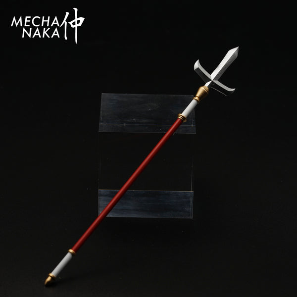 MechaNaka's Gunpla weapon - A miniature jumonji yari / jumonji spear. A jumonji yari is a traditional Japanese cross-shaped spear. It became a very iconic weapon used by Sanada Yukimura, a Sengoku period samurai often praised as "The Best Soldier of Japan".
