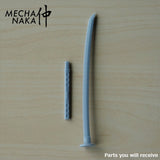 MechaNaka's Gunpla weapon - A miniature katana, a traditional Japanese single-edged sword. Parts you will receive.