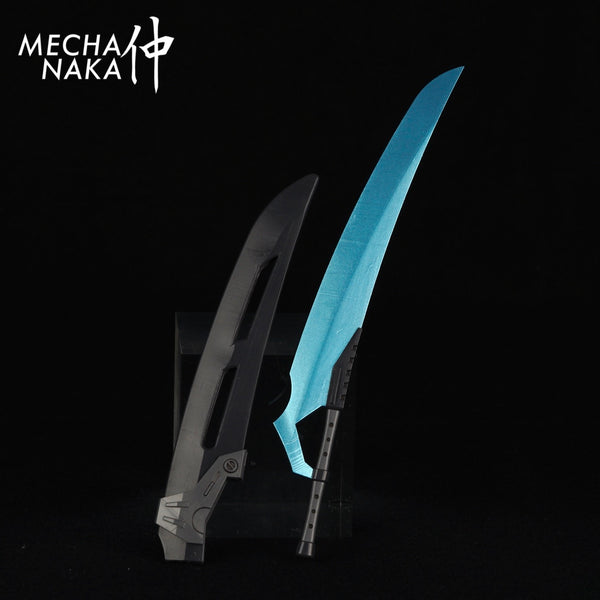 MechaNaka's Gunpla weapon - A miniature single-edged sword with a relatively large profile. This sword features a functional sheath and a connector that attaches the sheath to your Gunpla.