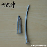 MechaNaka's Gunpla weapon - A miniature odachi.  An odachi is a large Japanese single-edged sword with a deep curvature, commonly used in the Nanboku-cho period of Feudal Japan. Parts you will receive.