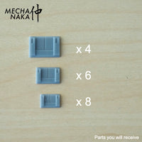 MechaNaka's Gunpla Detail Parts - An assorted pack of panel detail parts with three sizes. Pack includes 8 S size, 6 M size, and 4 L size panels. Parts you will receive.