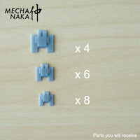 MechaNaka's Gunpla Detail Parts - An assorted pack of panel detail parts with three sizes. Pack includes 8 S size, 6 M size, and 4 L size panels. Parts you will receive.