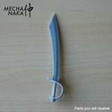 MechaNaka's Gunpla weapon - A miniature cutlass inspired by those used by pirates during the Age of Sail. Parts you will receive.